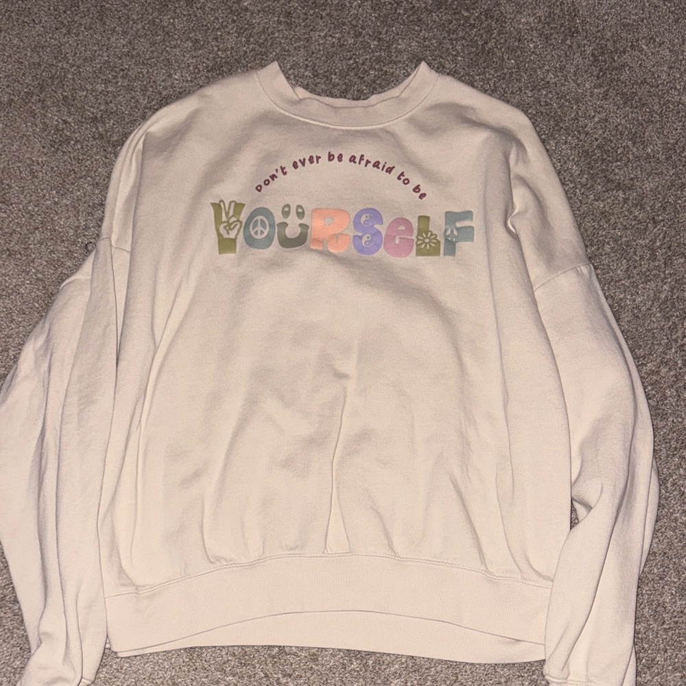 PacSun Cream Motivational Graphic Sweater